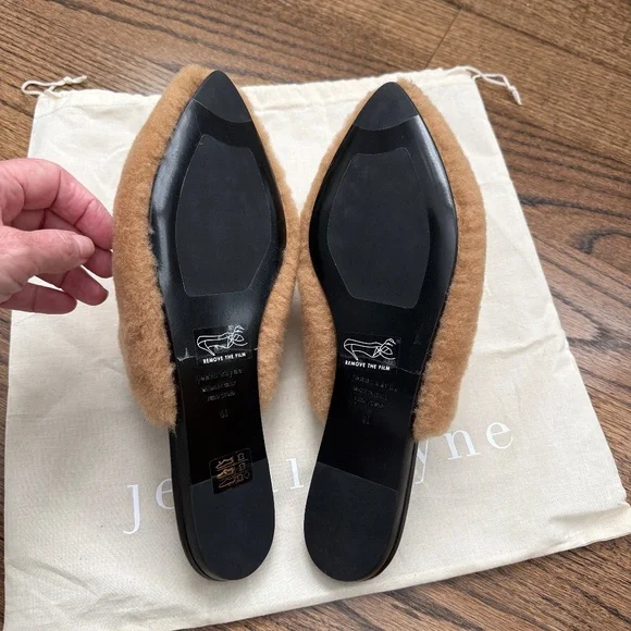 Jenni Kayne Tan Shearling Mules leather soles NEW Sz 41 made in Italy $425 - Picture 3 of 6